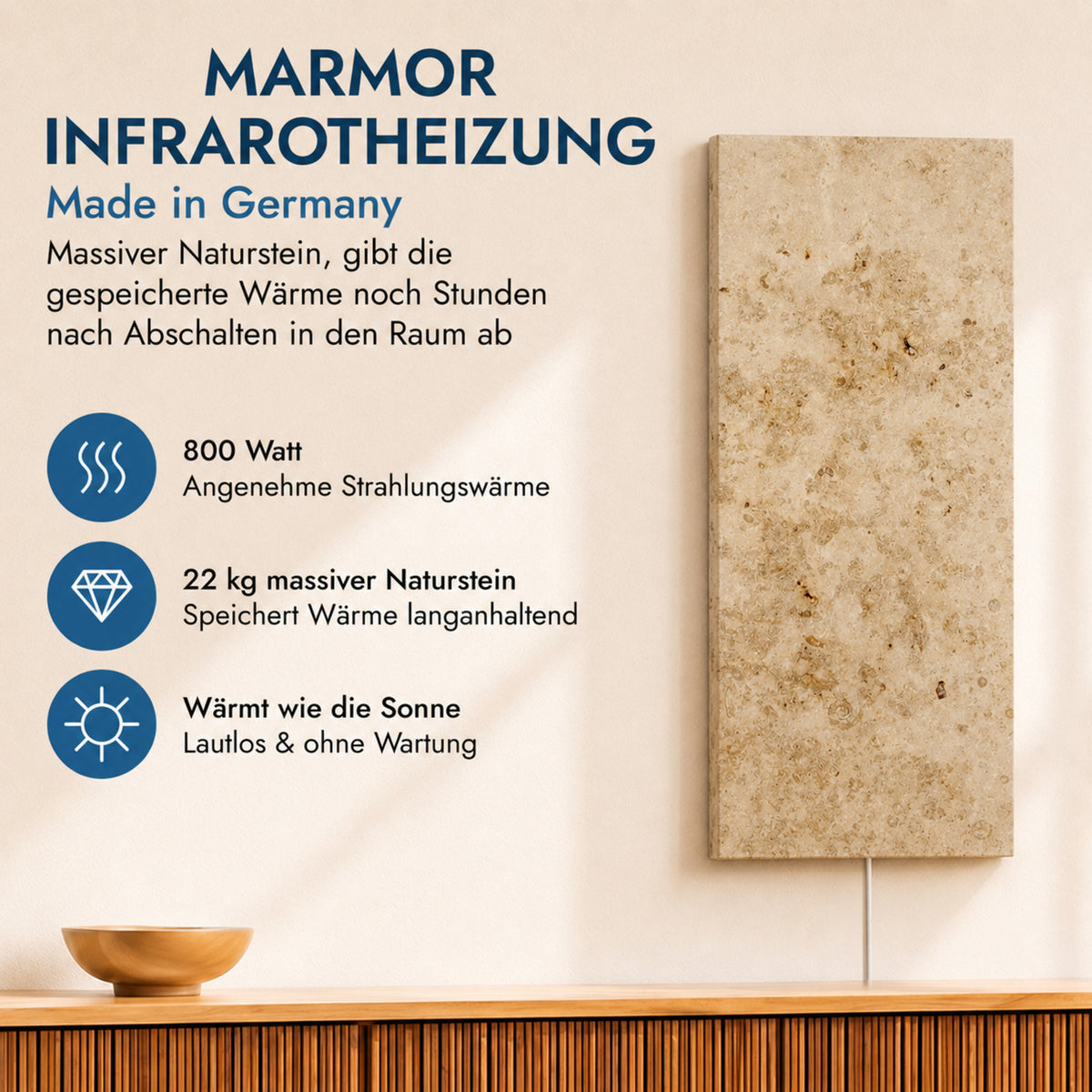 Chauffage en pierre naturelle 800 watts avec thermostat