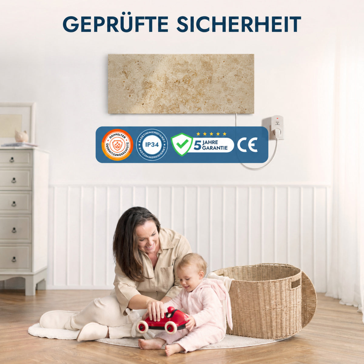 Chauffage en pierre naturelle 800 watts avec thermostat