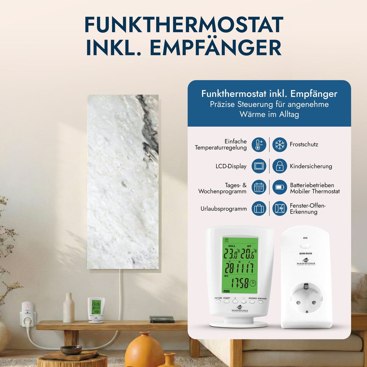 Chauffage en pierre naturelle 800 watts avec thermostat