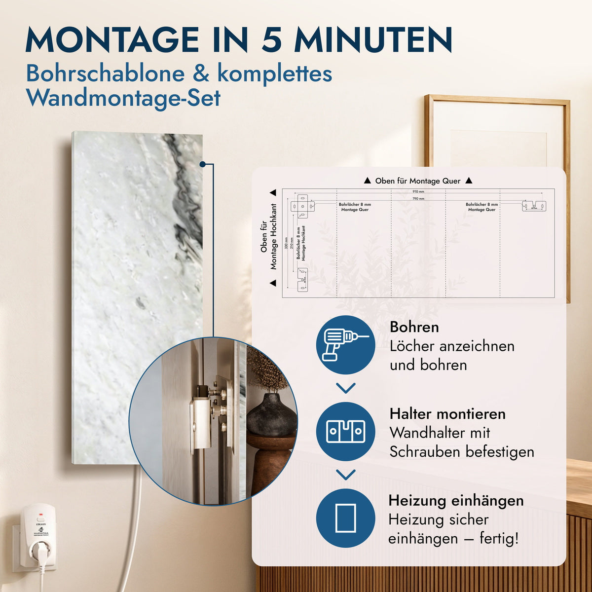 Chauffage en pierre naturelle 800 watts avec thermostat