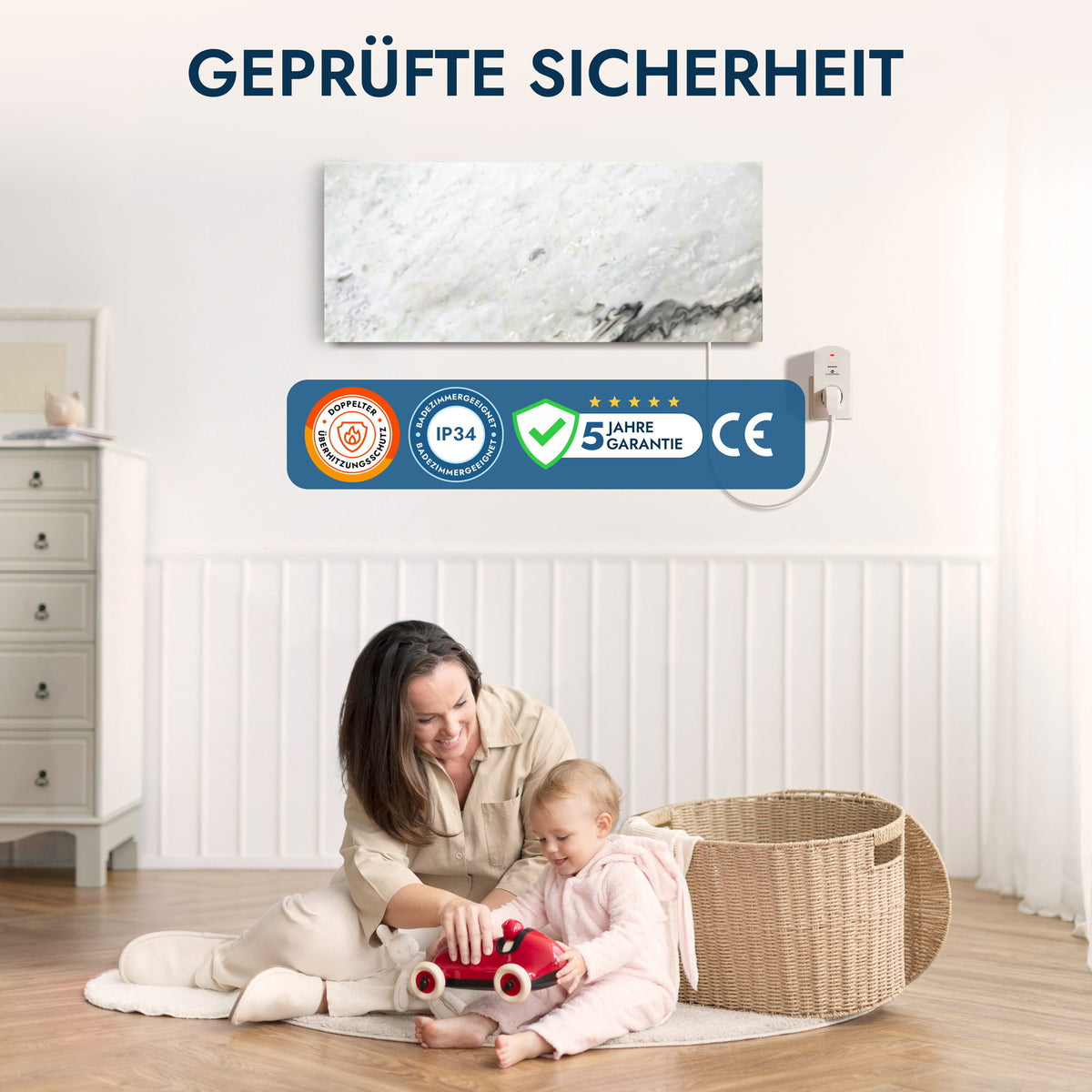 Chauffage en pierre naturelle 800 watts avec thermostat